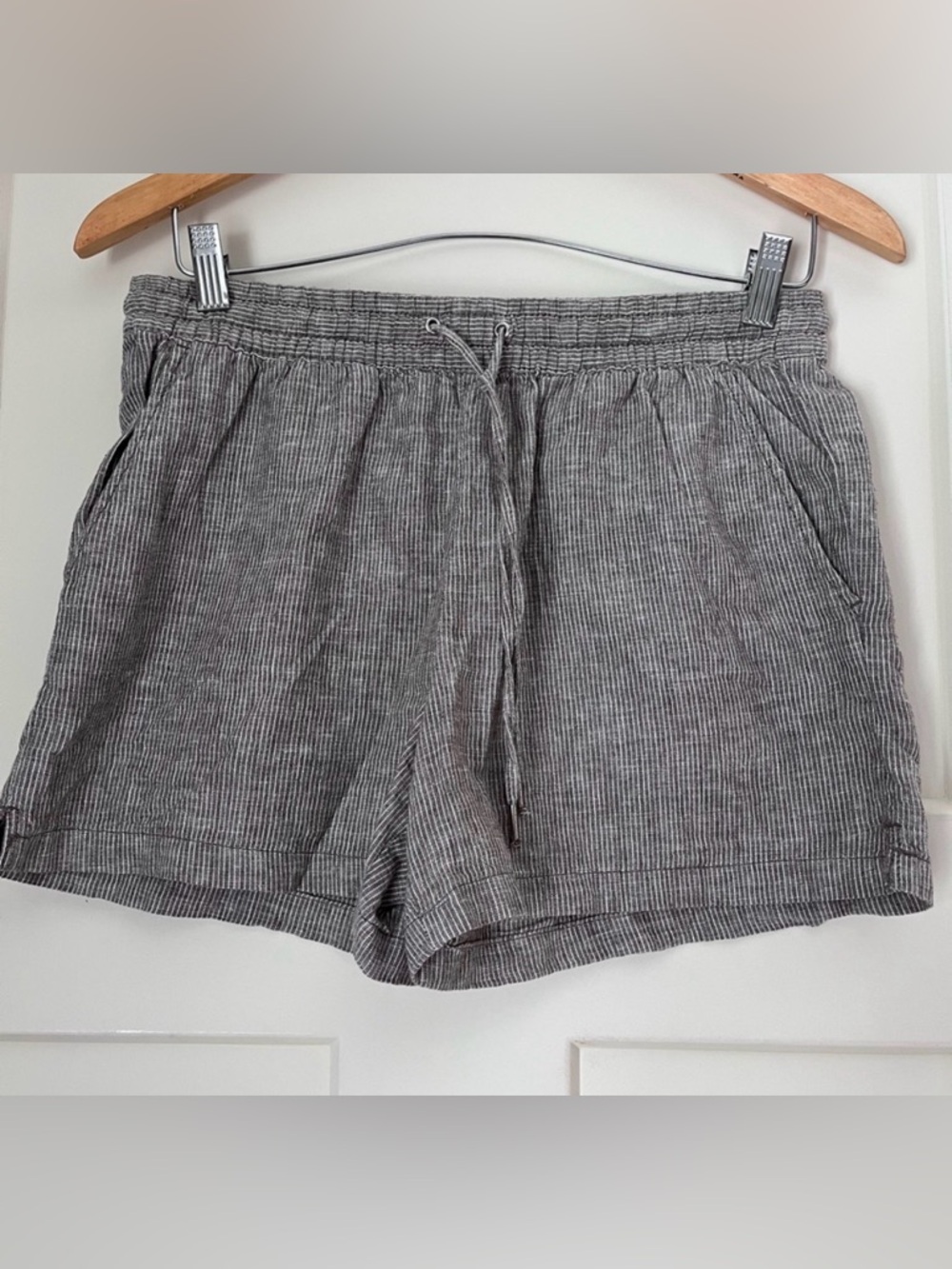Linen blend Striped Shorts - Tan 3”